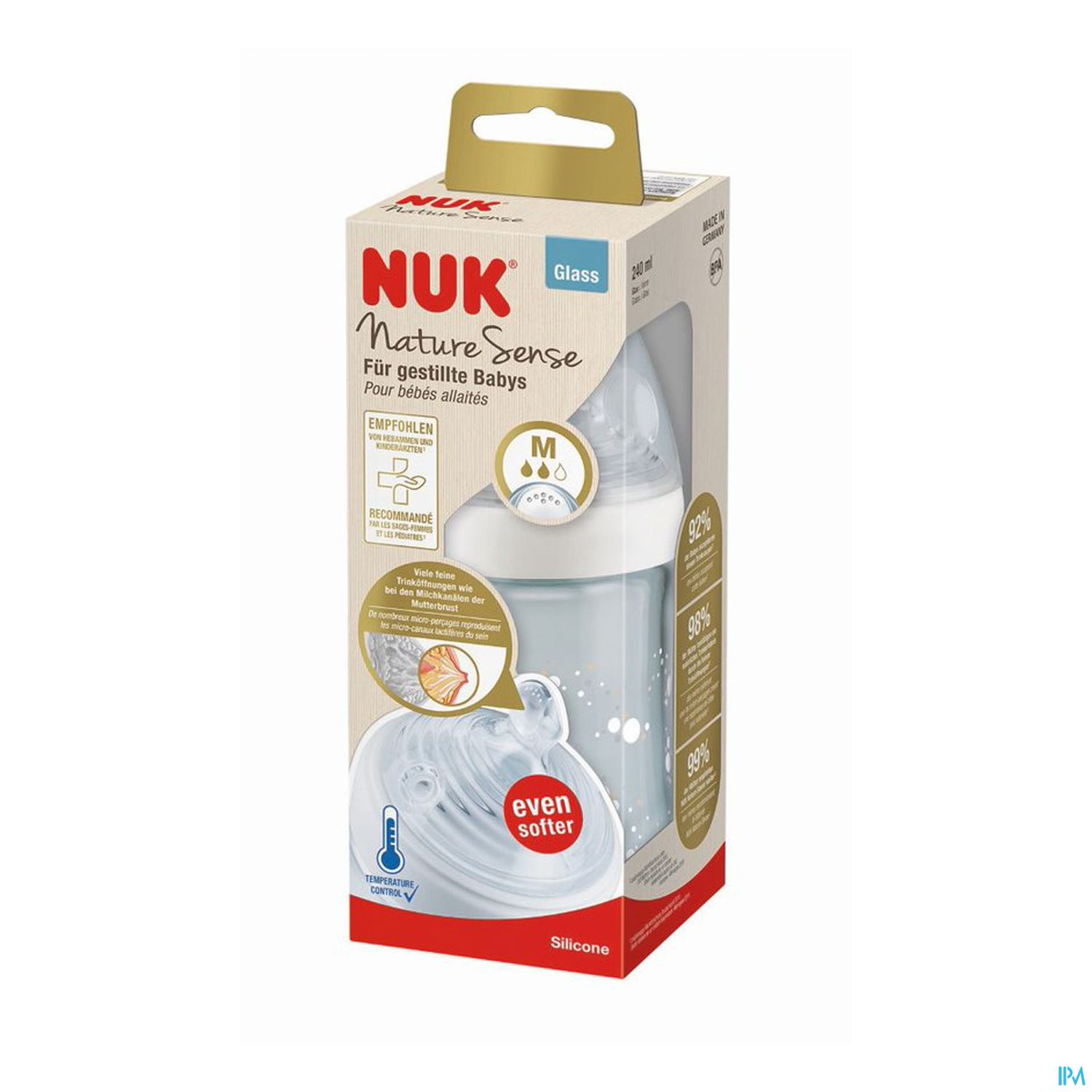 BIB NAT SENS TC 0-6M TM VERRE240ML