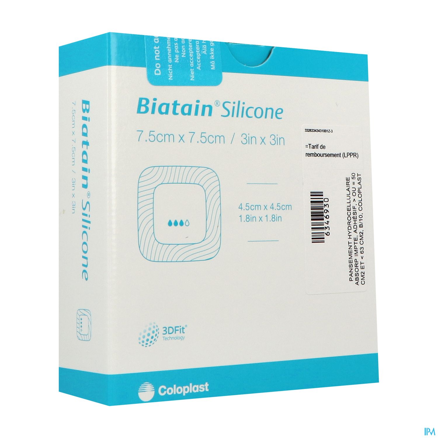 BIATAIN ADH SILICONE 7.5X7.5CM 10