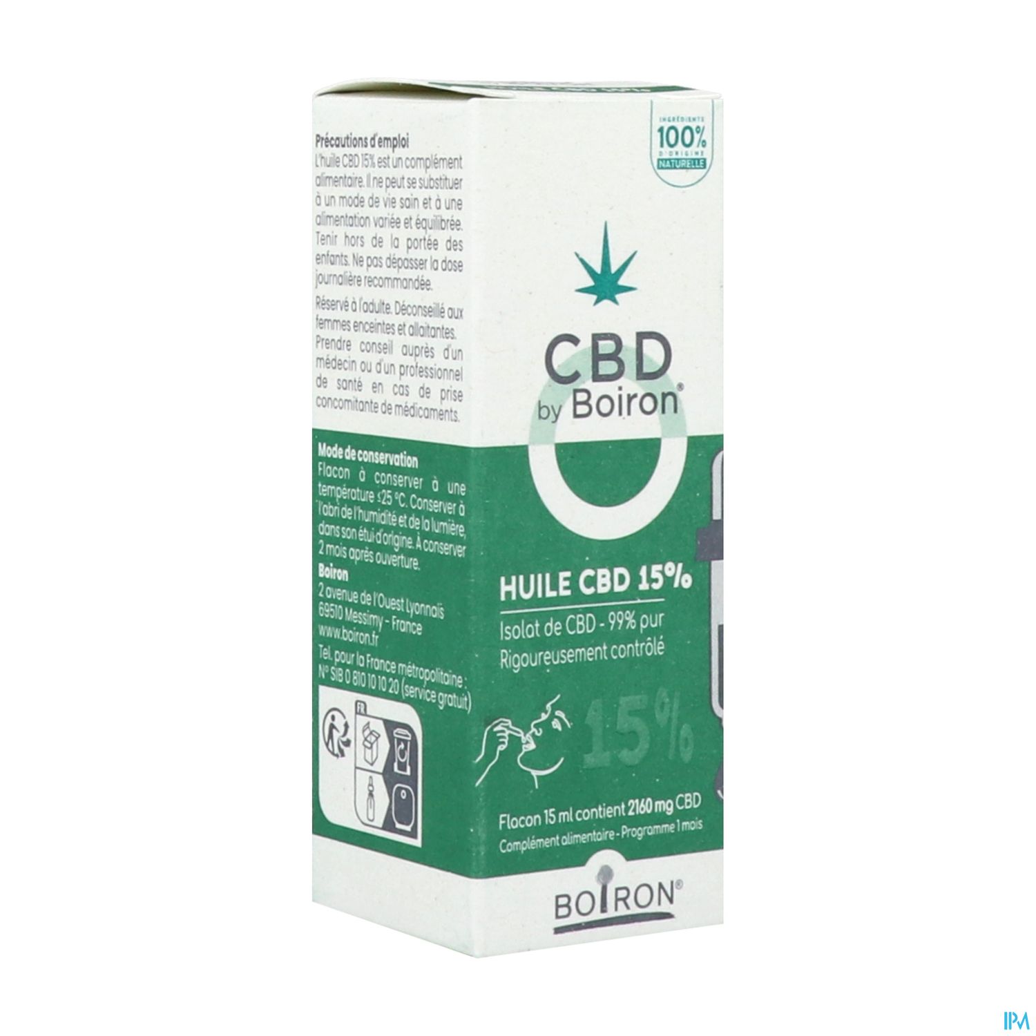 CBD BY BOIRON HUILE 15% 15ML
