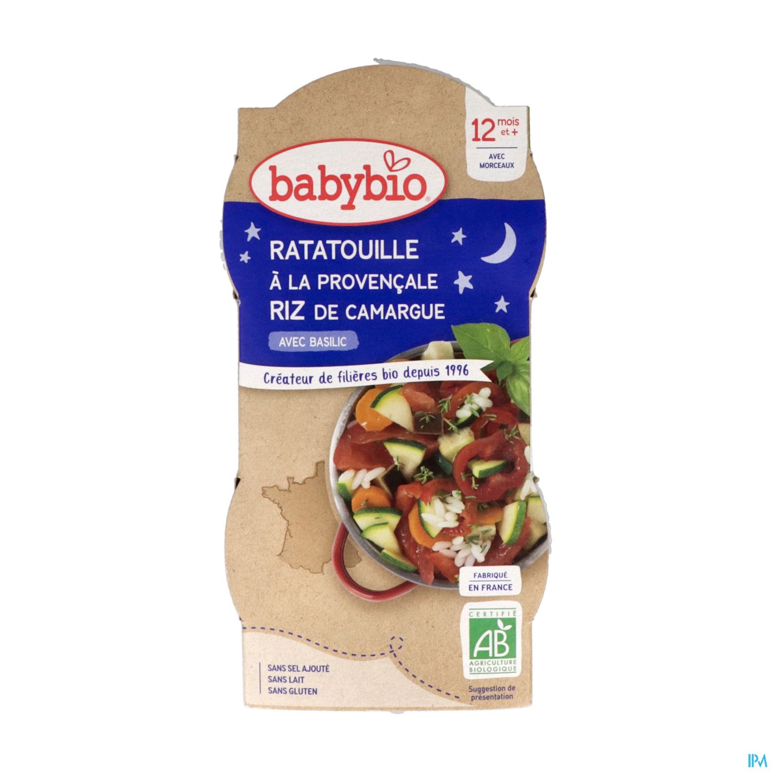 BABYBIO BON/NUIT RATAT/RIZ 2X200G