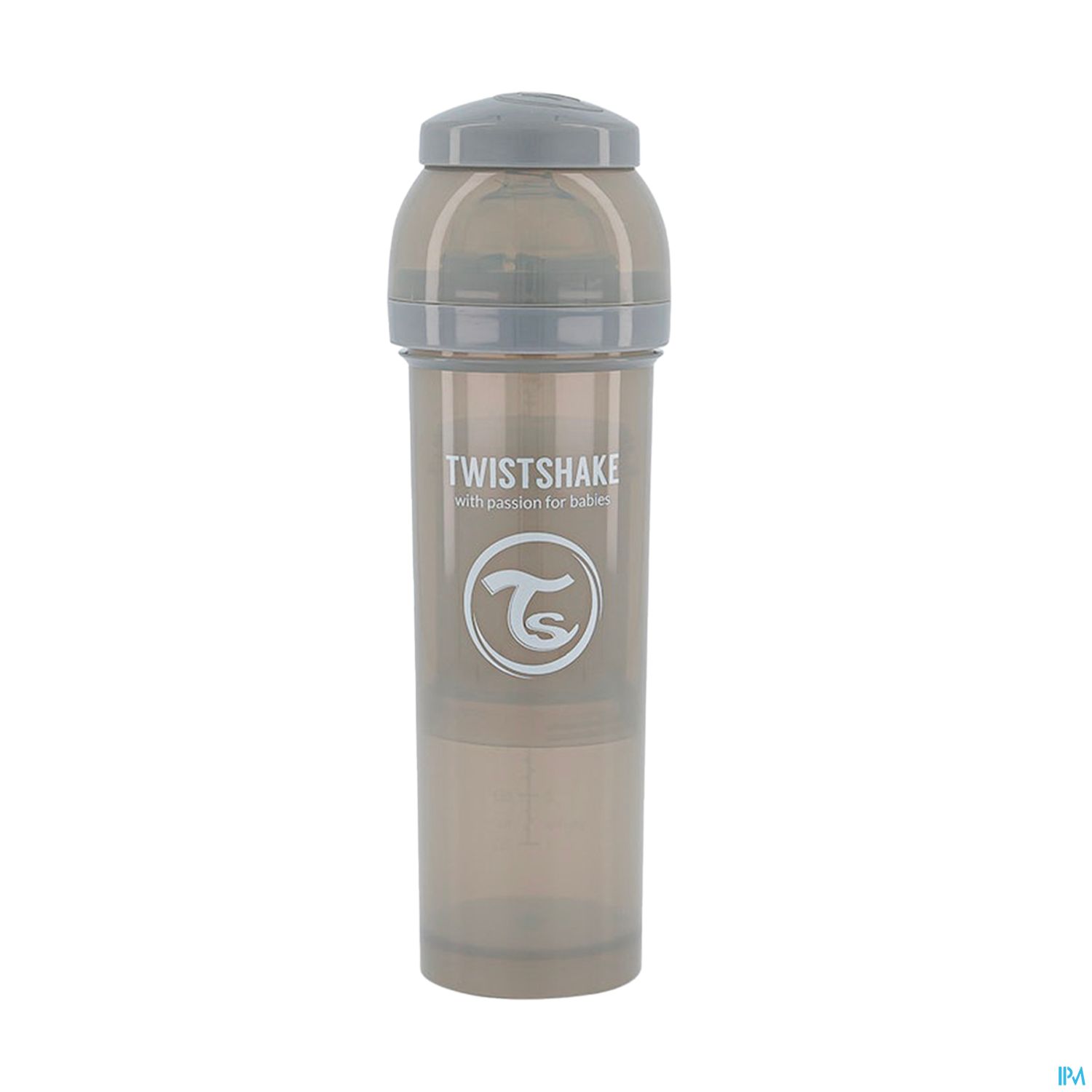 Twistshake Biberon Anticolique Gris Pastel 330ml + Boite Doseur Lait