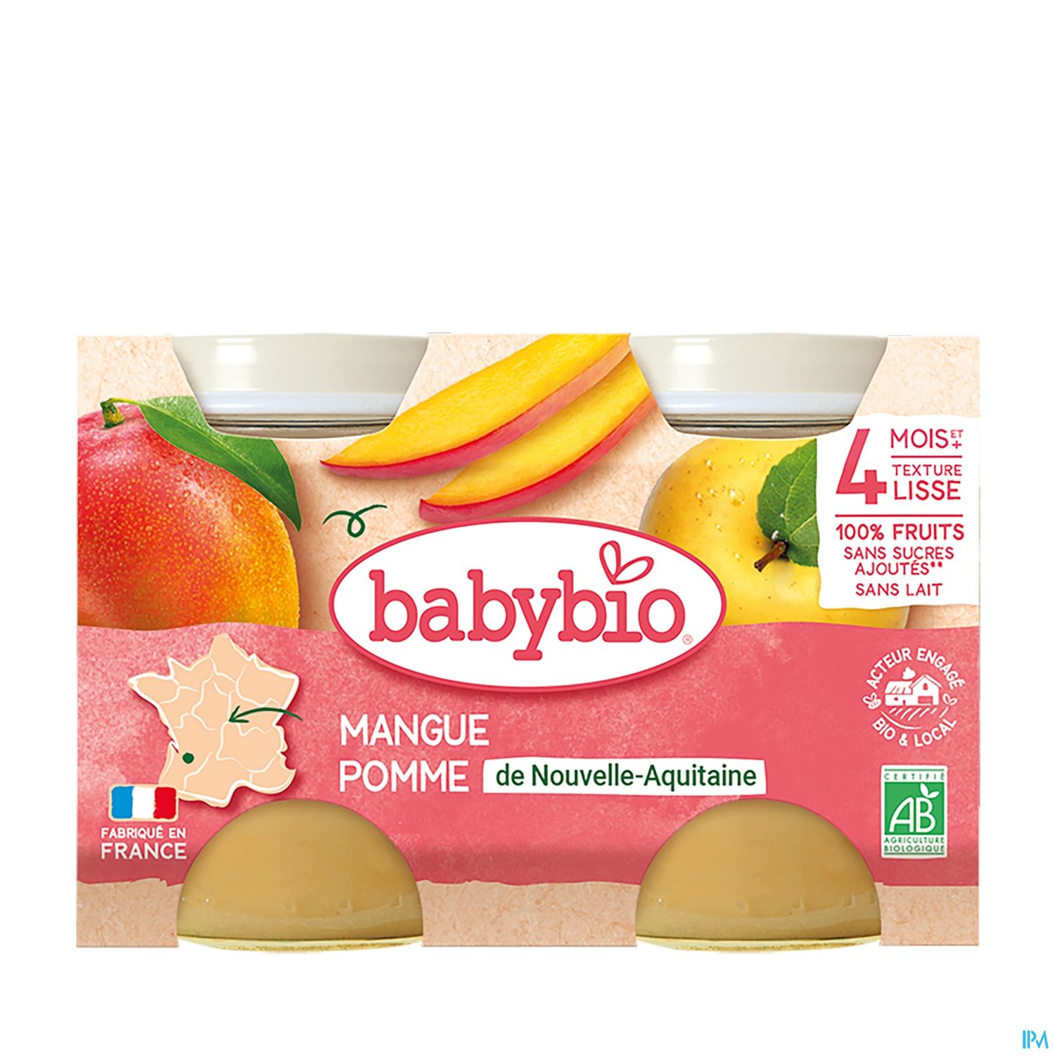 BABYBIO POMME/MANGUE 2X130G