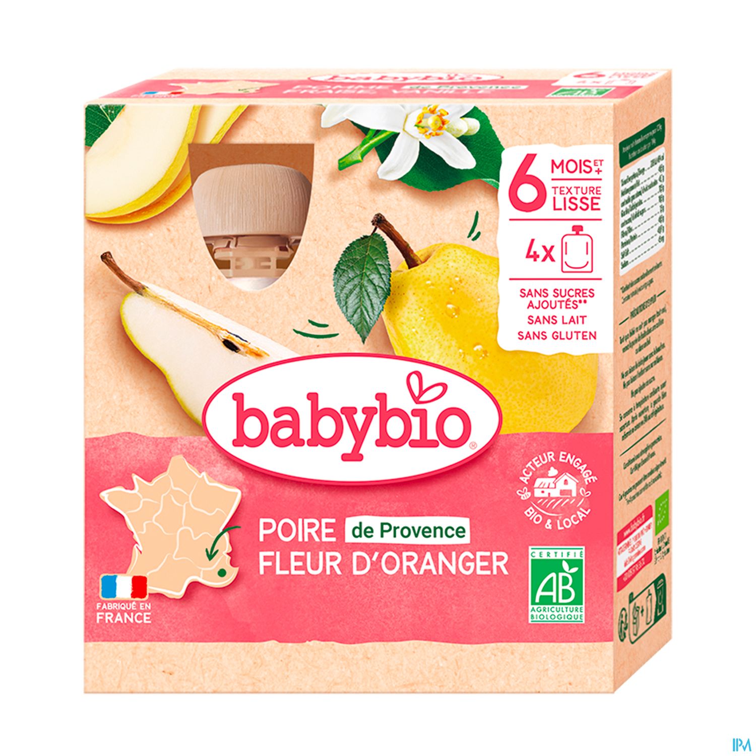 BABYBIO GOURDE POIRE FLEUR ORANGER