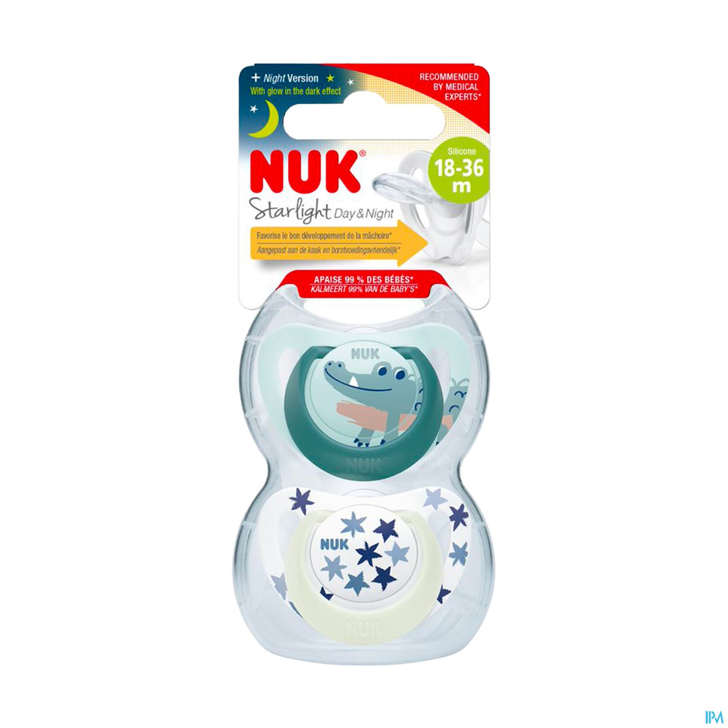 Nuk Sucette Silicone Starlight 18/36m Garcon X2