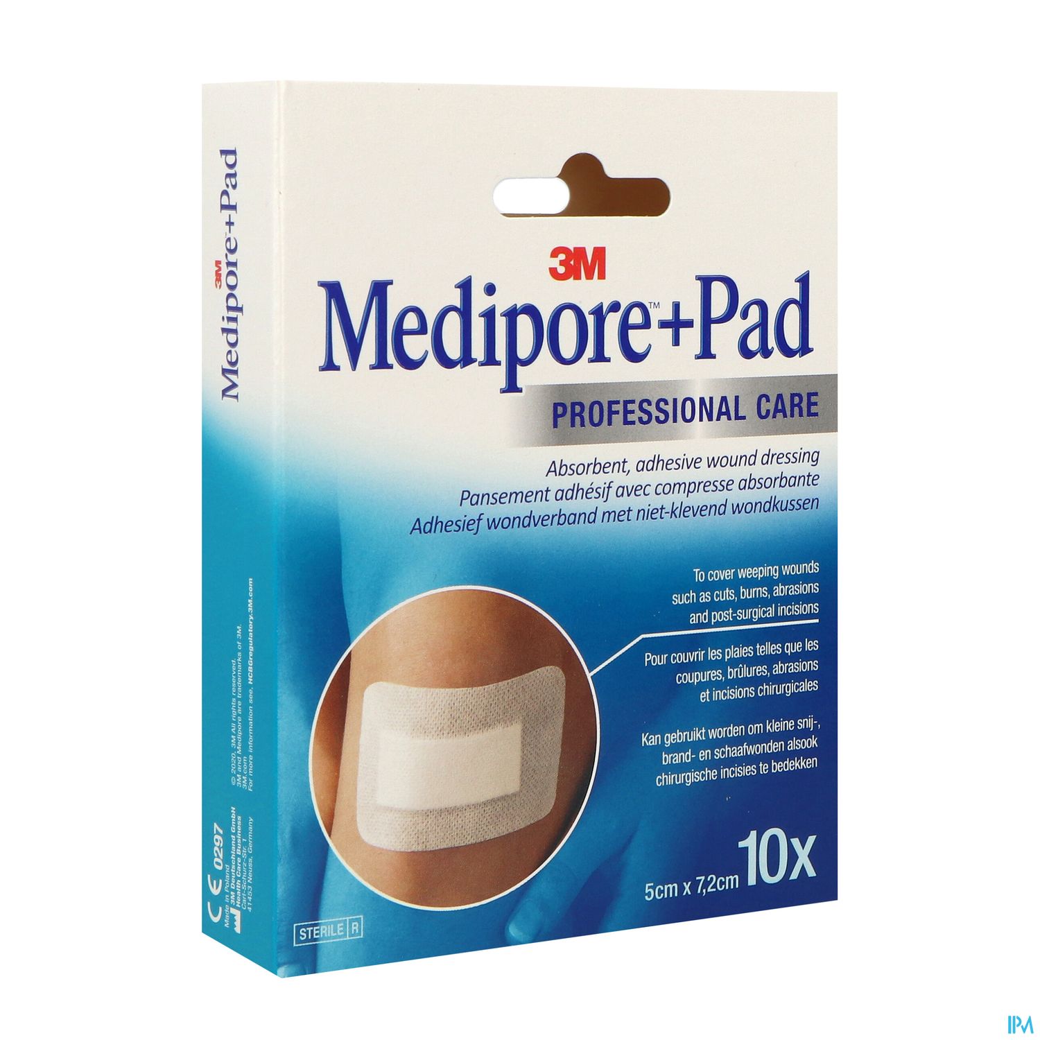 MEDIPORE + PAD ADH ST 5X7.2CM10