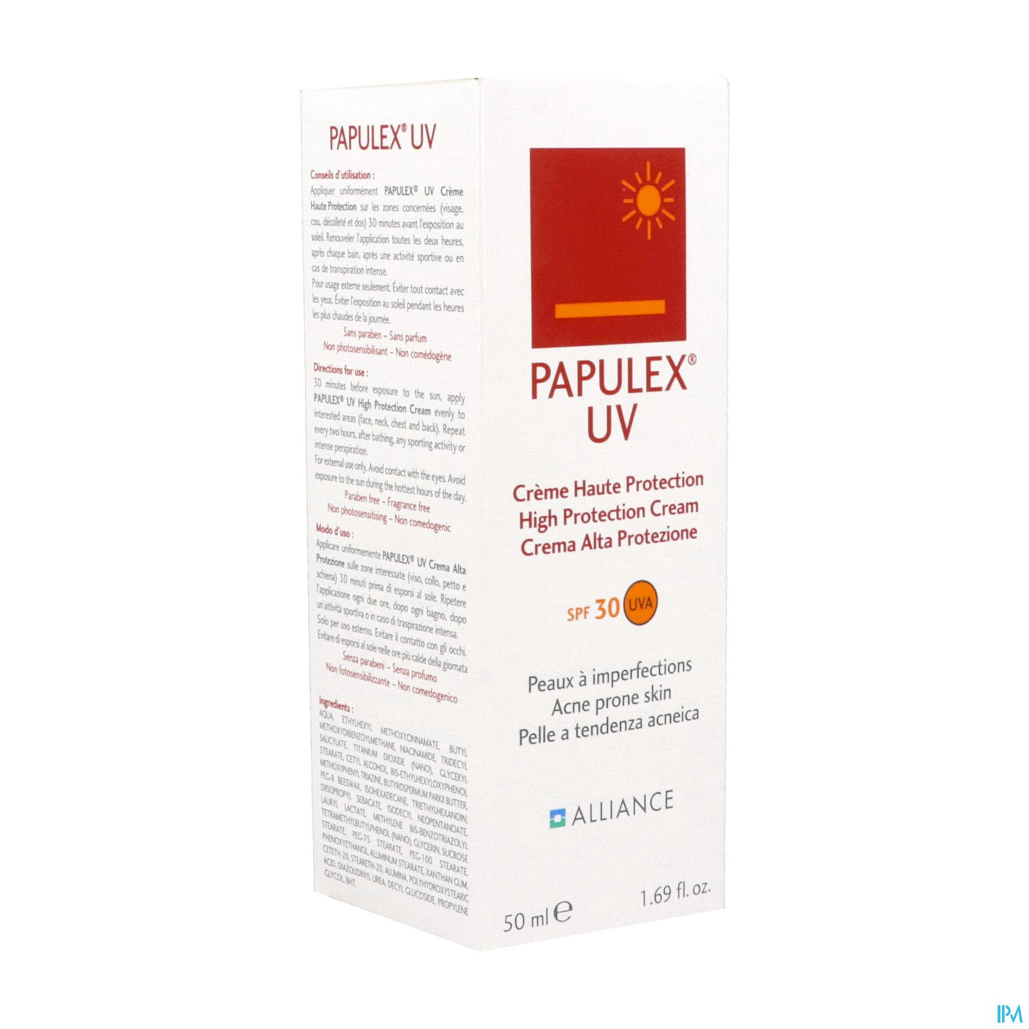 Papulex Uv Creme Solaire Spf30 50ml
