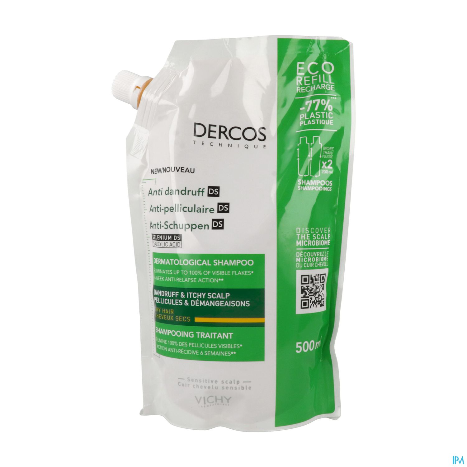 DERCOS DS SH A/PEL SEC RECH 500ML