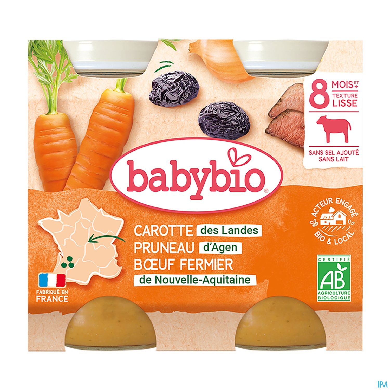 BABYBIO MENU CARO/PRUN/BŒUF 2X200G