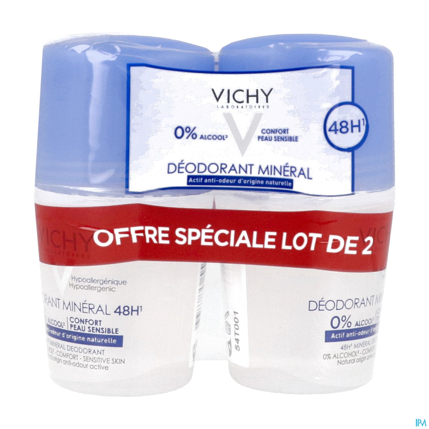 Vichy Deodorant Mineral Sans Sel Aluminium 48h Bille 50ml X2