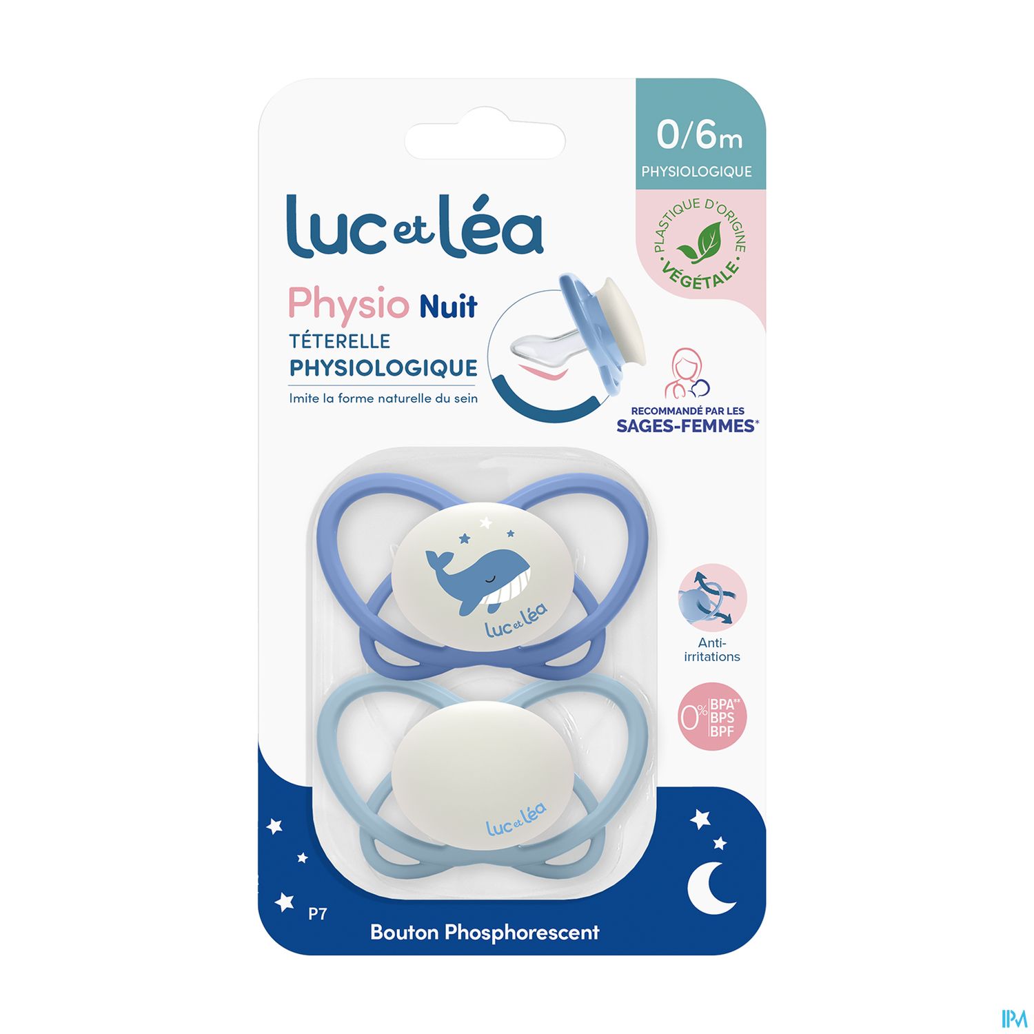Luc Et Lea Sucette Physiologique Nuit 0/6m P7 X2