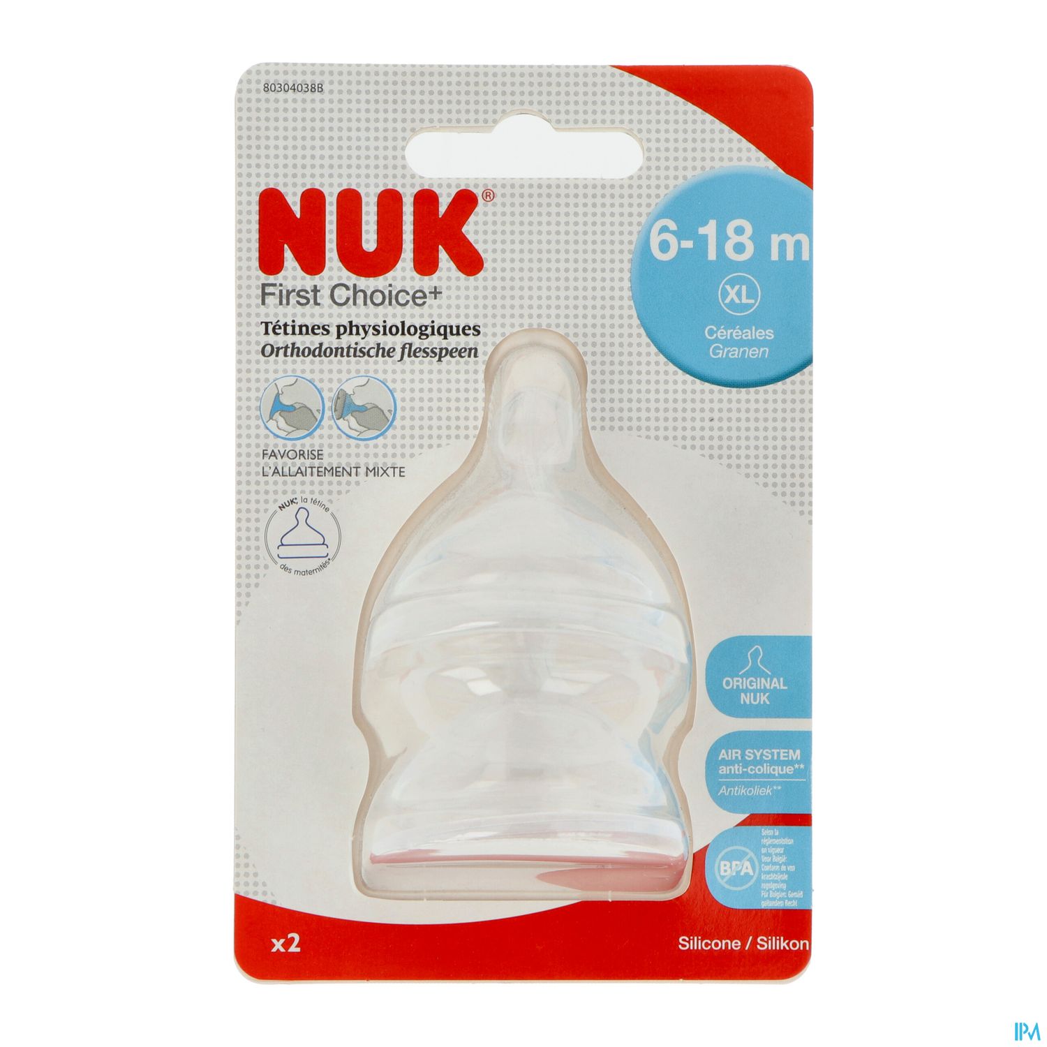 Nuk Tetine First Choice+ Fc+ 6/18m Percage Xl Silicone X2