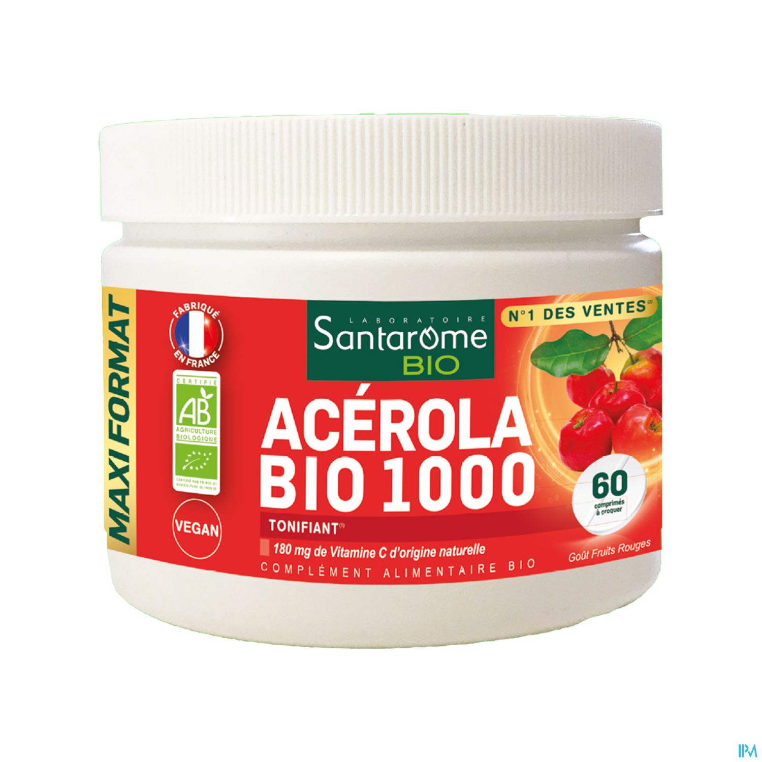 Santarome Acerola Bio 1000 Pot Comprime 60 (dont 20 Offerts)