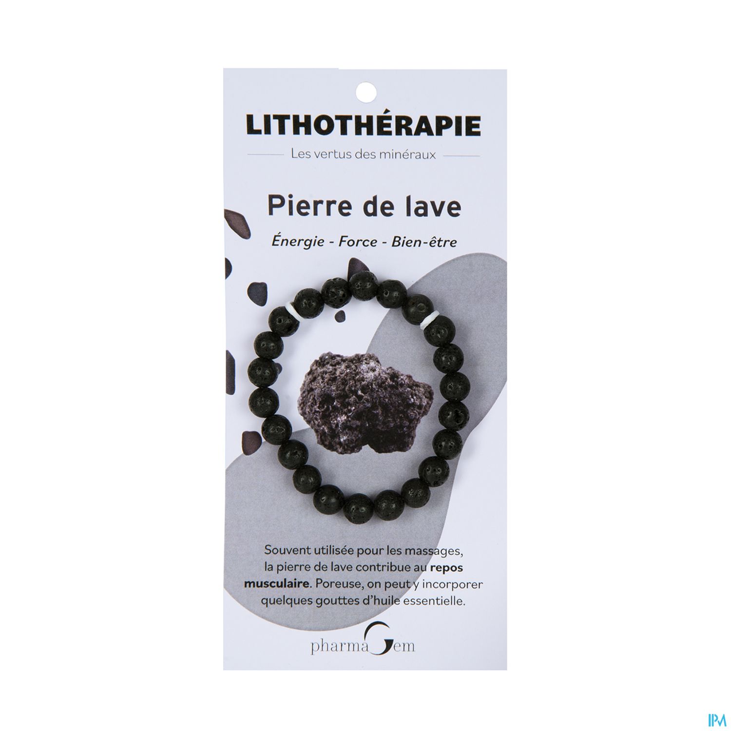 Pharmagem Bracelet Lithotherapie Pierre De Lave 8mm