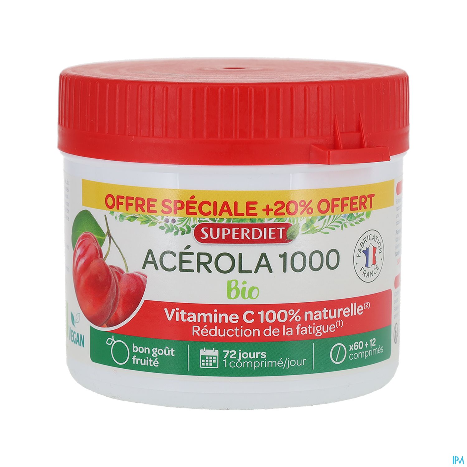 Superdiet Acerola 1000 Bio Comprime A Croquer 60 + 20%
