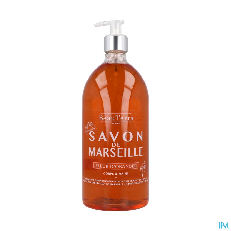 Beauterra Savon Liquide De Marseille Fleur D'oranger 1l