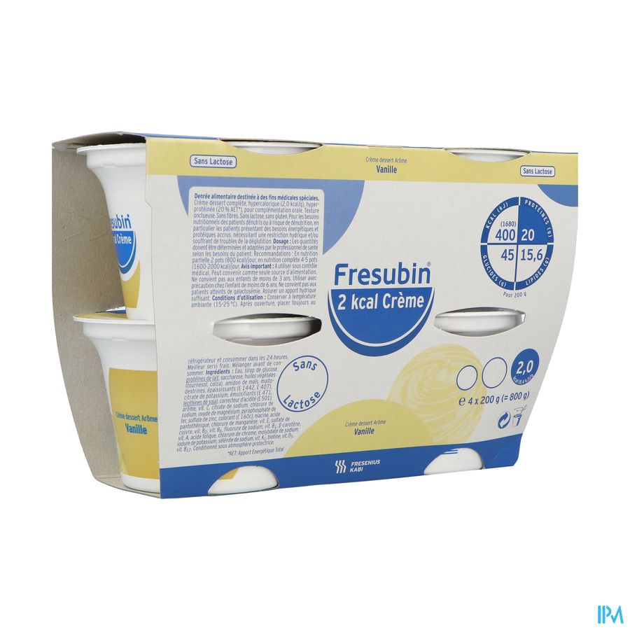 Fresubin 2kcal Creme Sans Lactose Vanille 200g X4