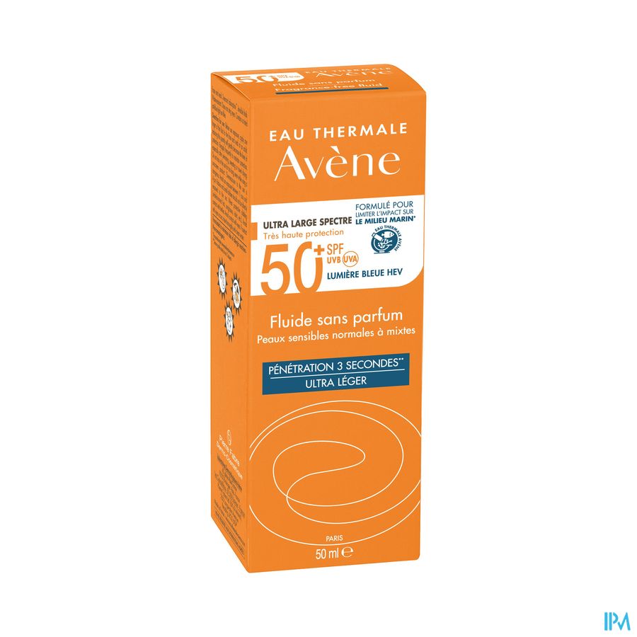 Eau Thermale Avene Solaire Fluide Spf50+ Sans Parfum 50ml
