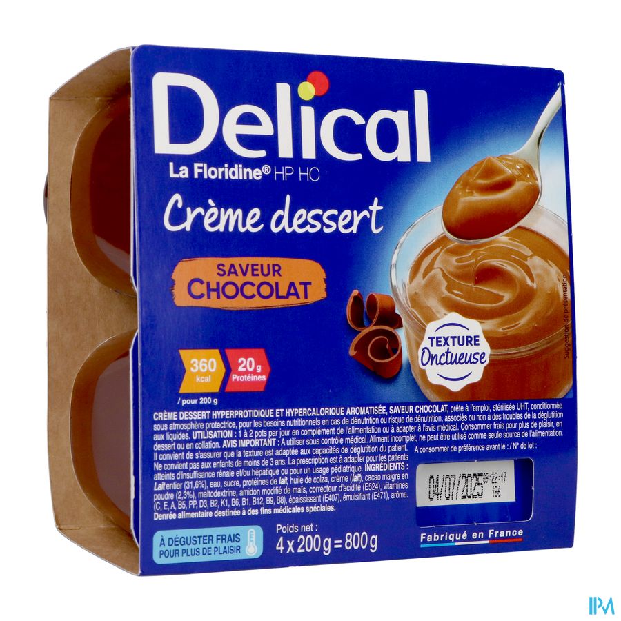 Delical Creme Dessert Hp Hc La Floridine Chocolat 200g X4