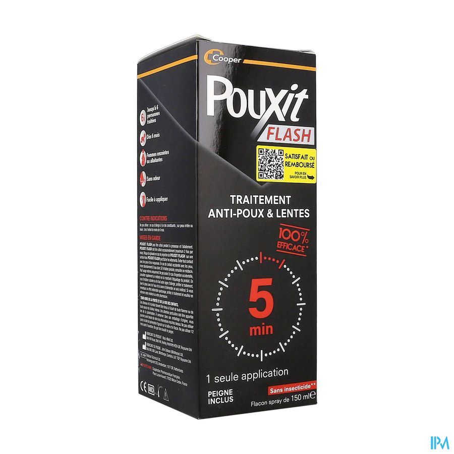 Cooper Pouxit Flash Traitement Antipoux Lentes Solution Pour Application Cutanee Spray 150ml