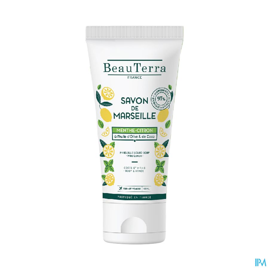 Beauterra Savon Liquide De Marseille Menthe Citron 100ml