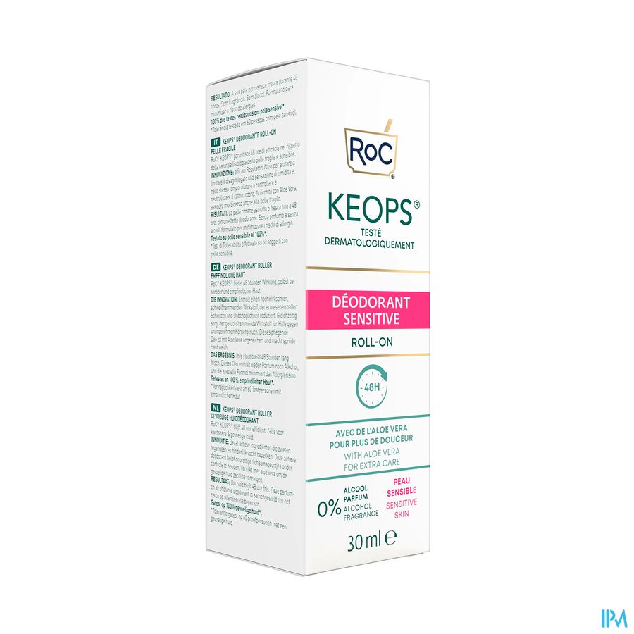Roc Keops Deodorant Roll On Peau Sensible 48h 30ml