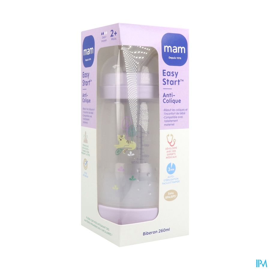 MAM BIB E ST A/COL LILAS D2 260ML