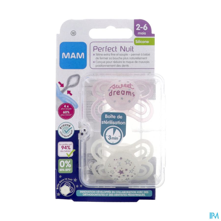 SUCET MAM PERFECT NUIT SIL 2-6M X2