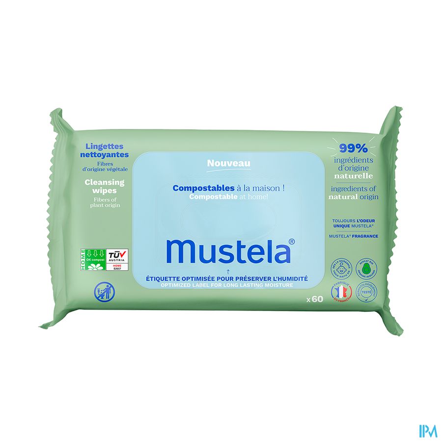 Mustela Lingettes Nettoyantes Compostables Parfumees X60