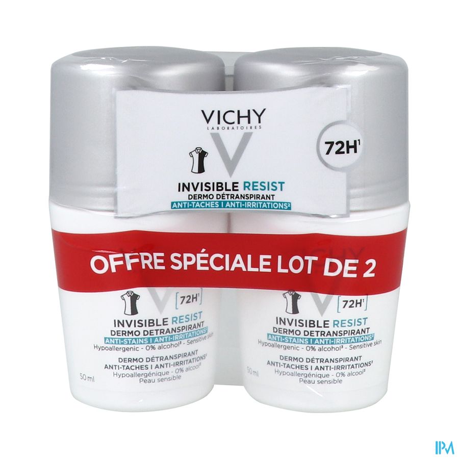Vichy Deodorant 72h Invisible Resist Roll On 50ml X2