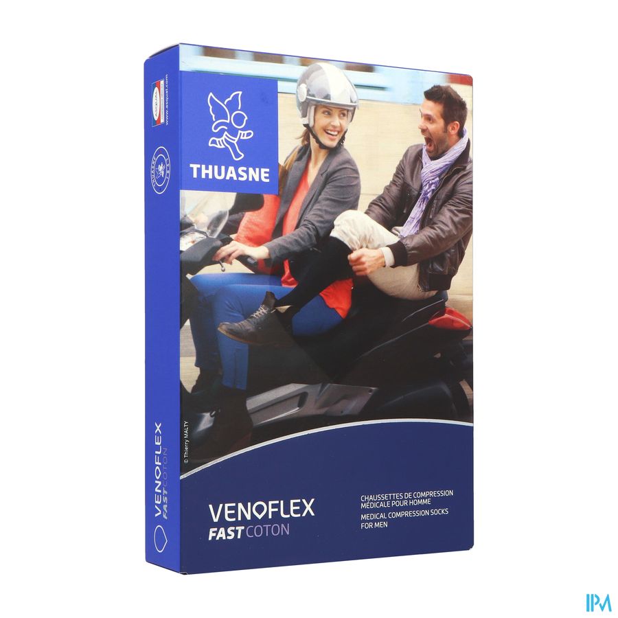 Thuasne Venoflex2 Fast Homme Chaussette Cote Noir Normal T2
