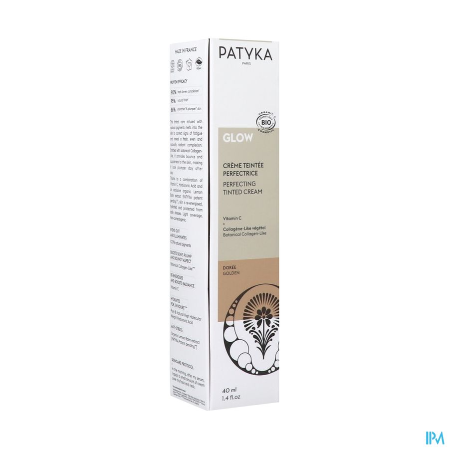 Patyka Glow Creme Teintee Perfectrice Doree Bio 40ml