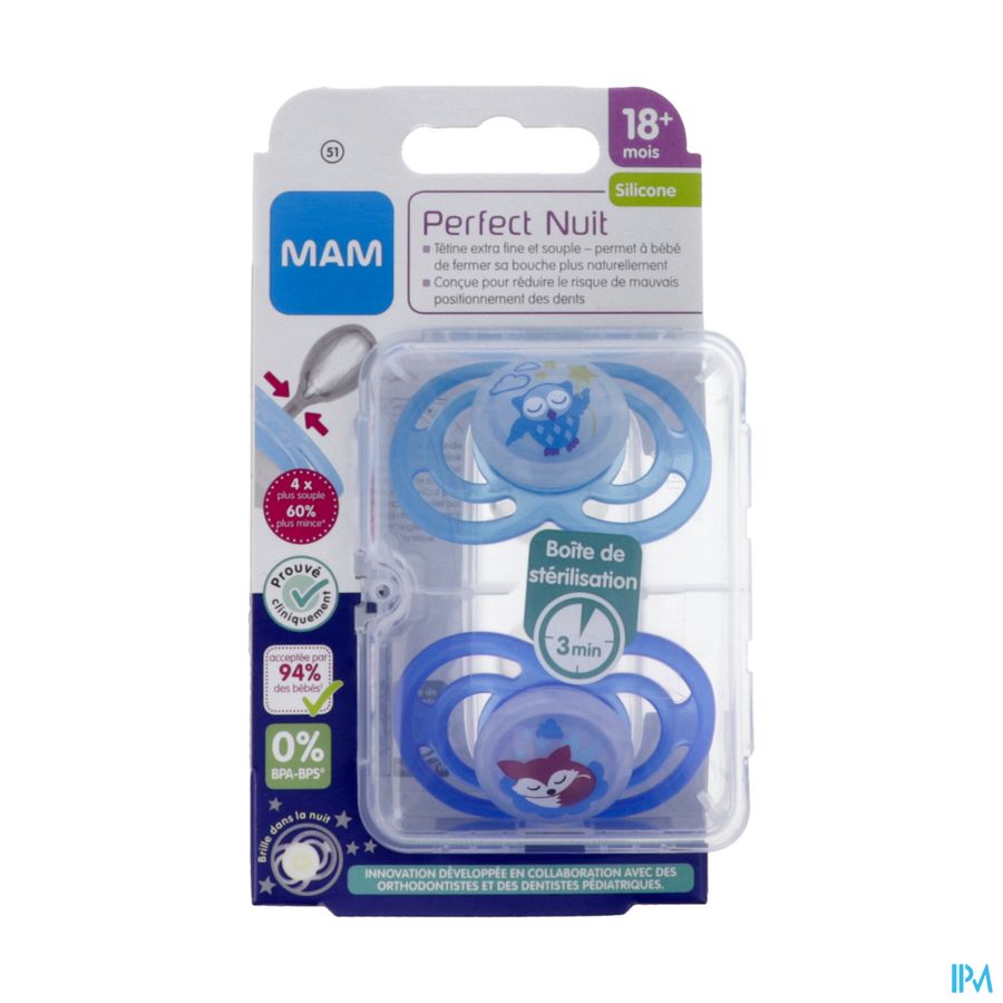 SUCET MAM PERFECT NUIT SILIC+18MX2