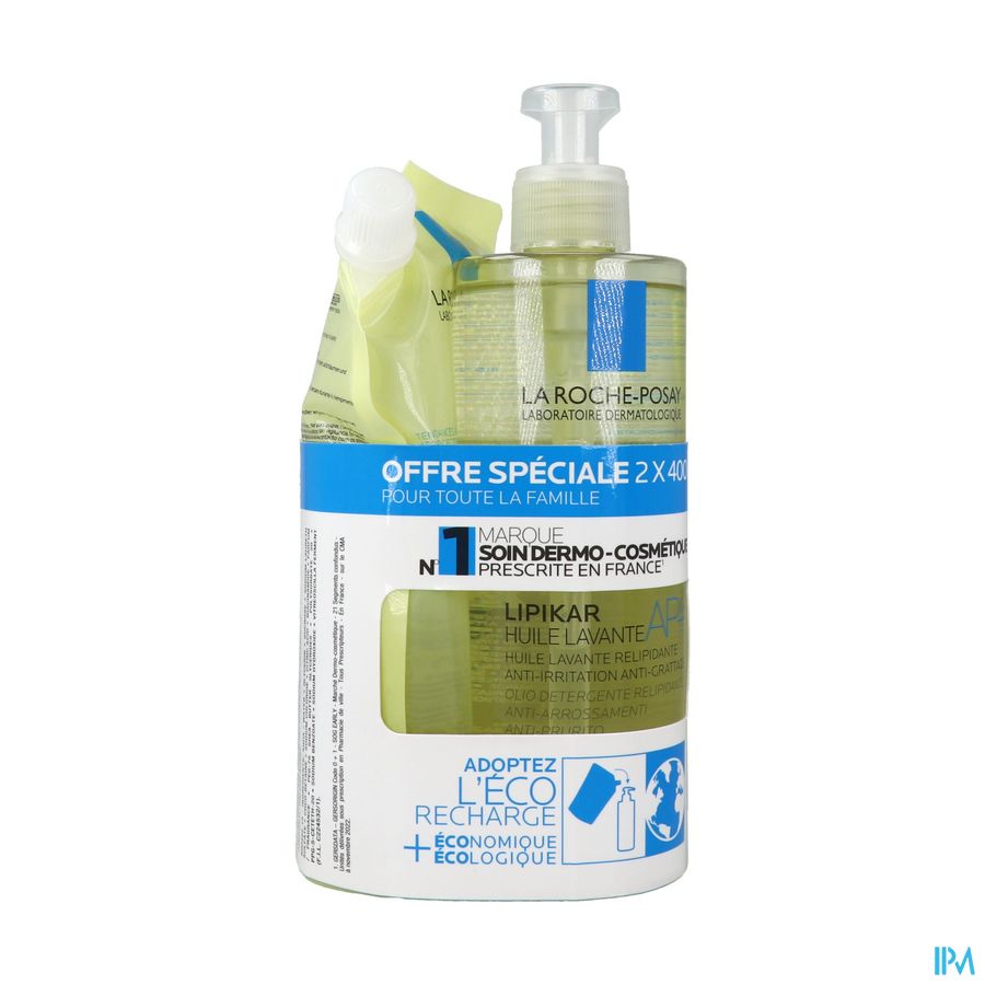 La Roche Posay Lipikar Ap+ Huile De Douche Lavante 400ml + Ecorecharge 400ml