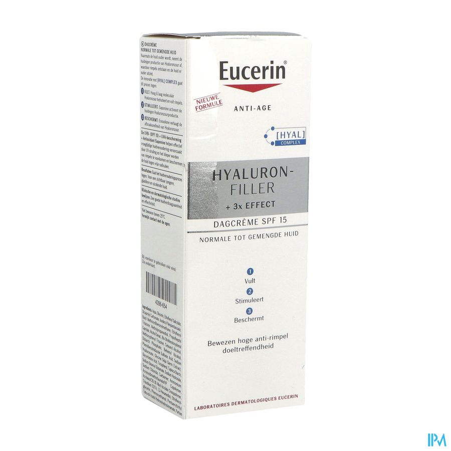 Eucerin Hyaluron Filler +3x Effect Spf15 Soin Jour Peaux Normales A Mixtes 50ml