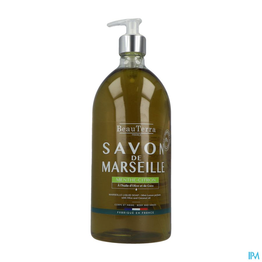 Beauterra Savon Liquide De Marseille Menthe Citron 1l