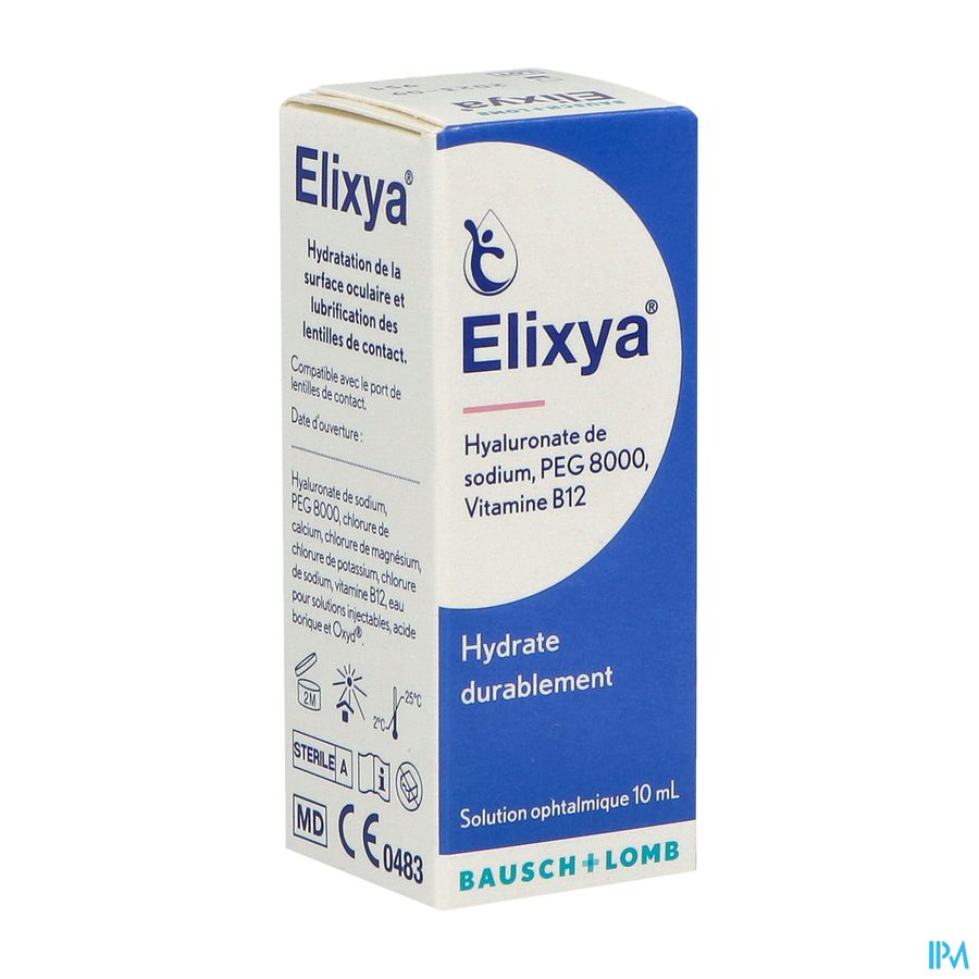 Elixya Solution Ophtalmique Hydratante Lubrifiante Pour Instillation Oculaire 10ml