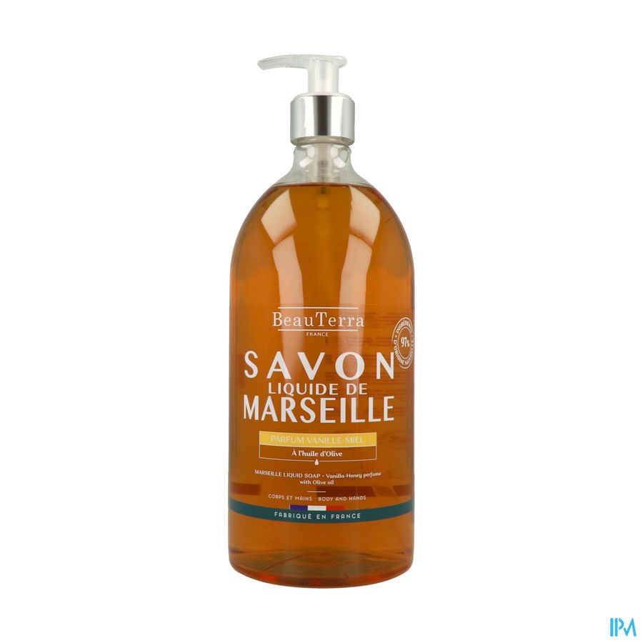 Beauterra Savon Liquide De Marseille Miel Vanille 1l