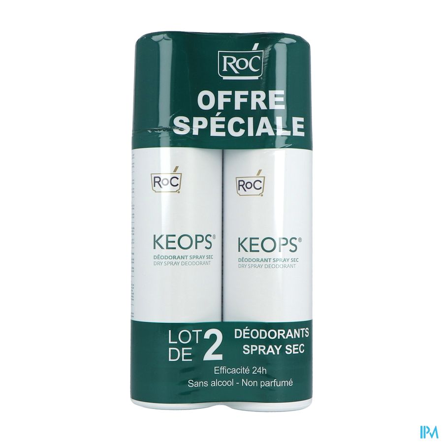 Roc Keops Deodorant Spray Sec 24h 150ml X2