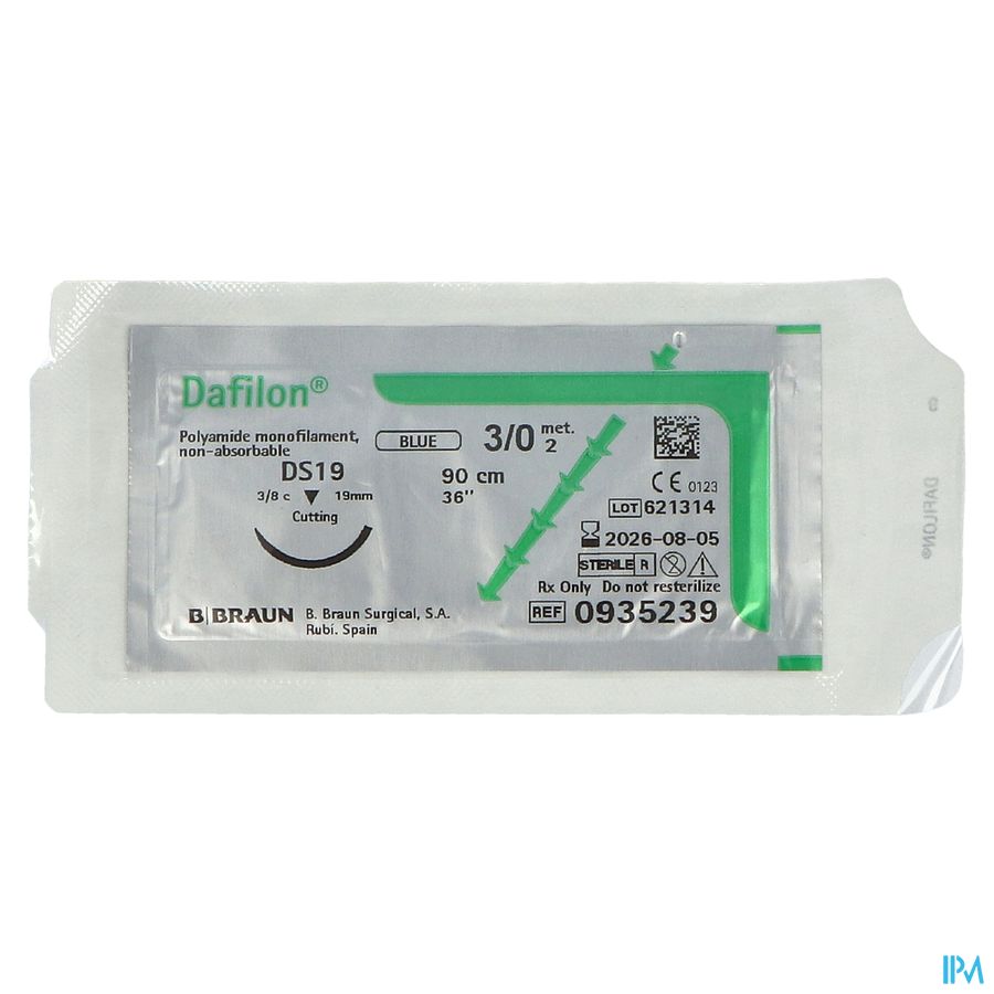 Braun Dafilon Bleu Aig Sertie 3/0 90cm Ds 19