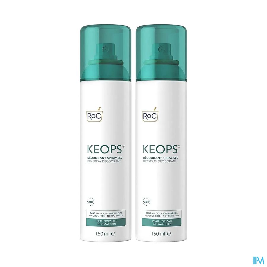 Roc Keops Deodorant Sec Sans Alcool Efficacite 24h 150ml X2