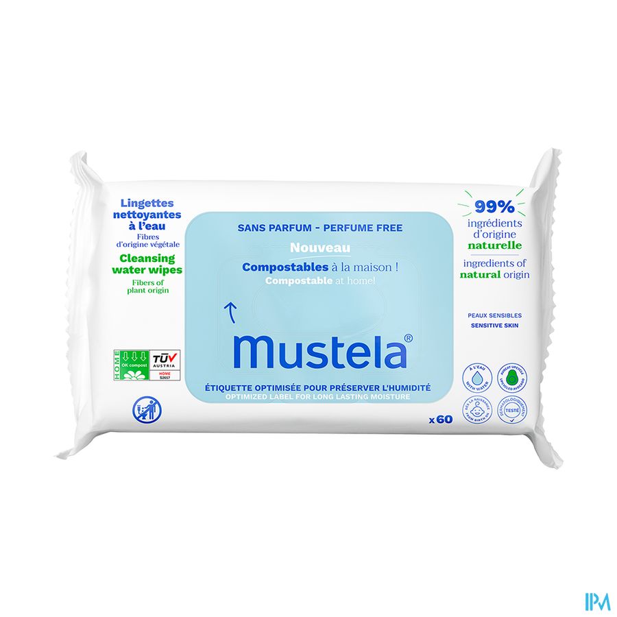 Mustela Lingettes Nettoyantes Compostables Sans Parfum X60