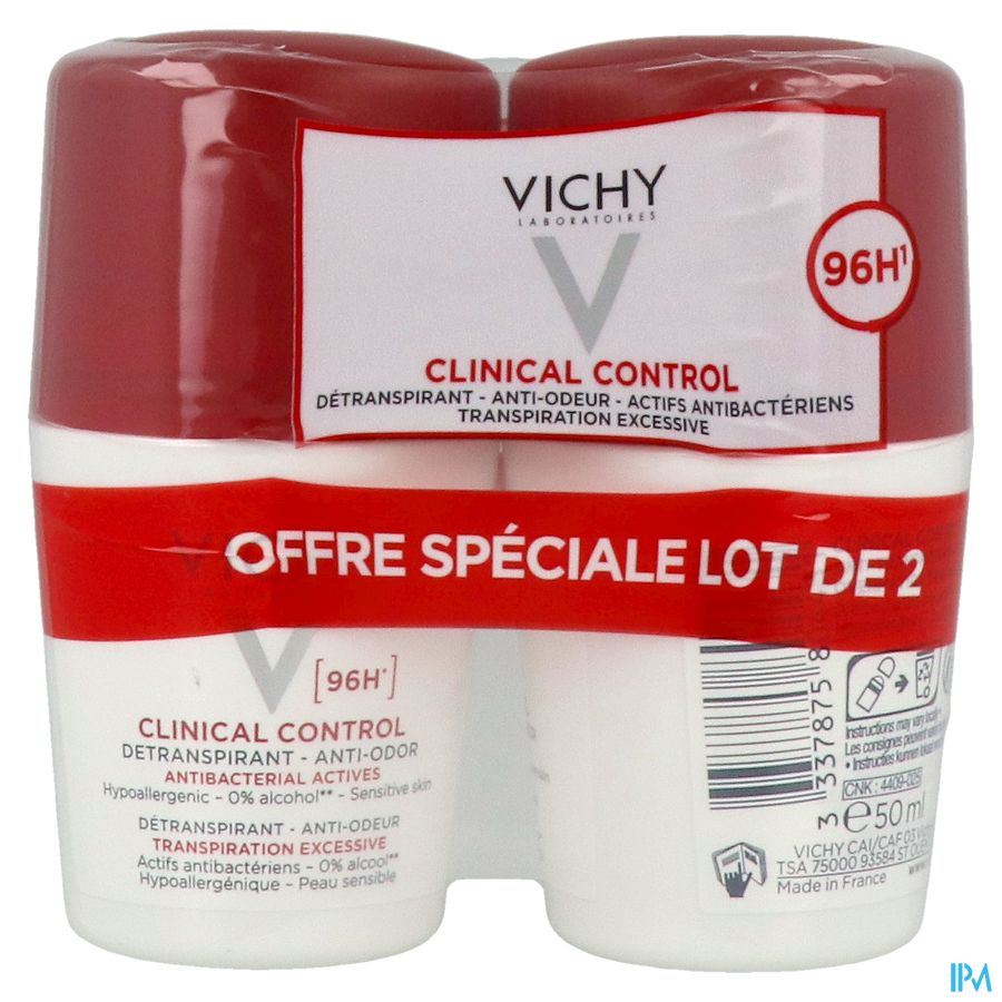 Vichy Detranspirant 96h Roll On 50ml X2