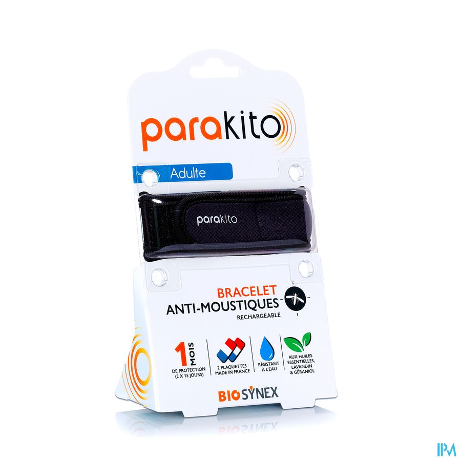 Parakito Bracelet Antimoustique Rechargeable Adulte Color Noir