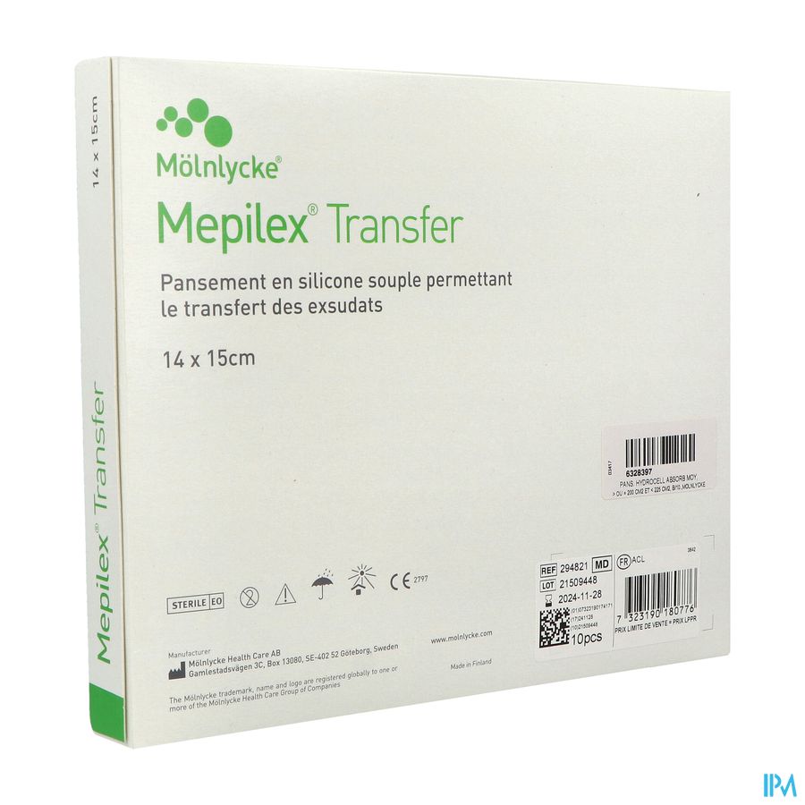 MEPILEX TRANSF PANS14X15CM 10