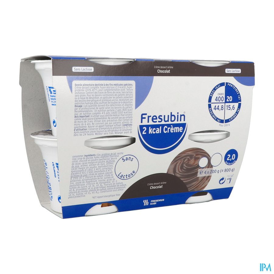 Fresubin 2kcal Creme Sans Lactose Chocolat 200g X4
