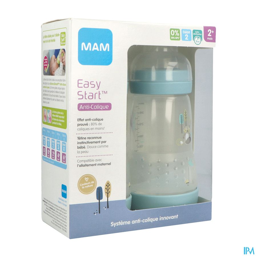 Mam Biberon Easy Start Anticolique Nature Aqua Debit 2 260ml X2