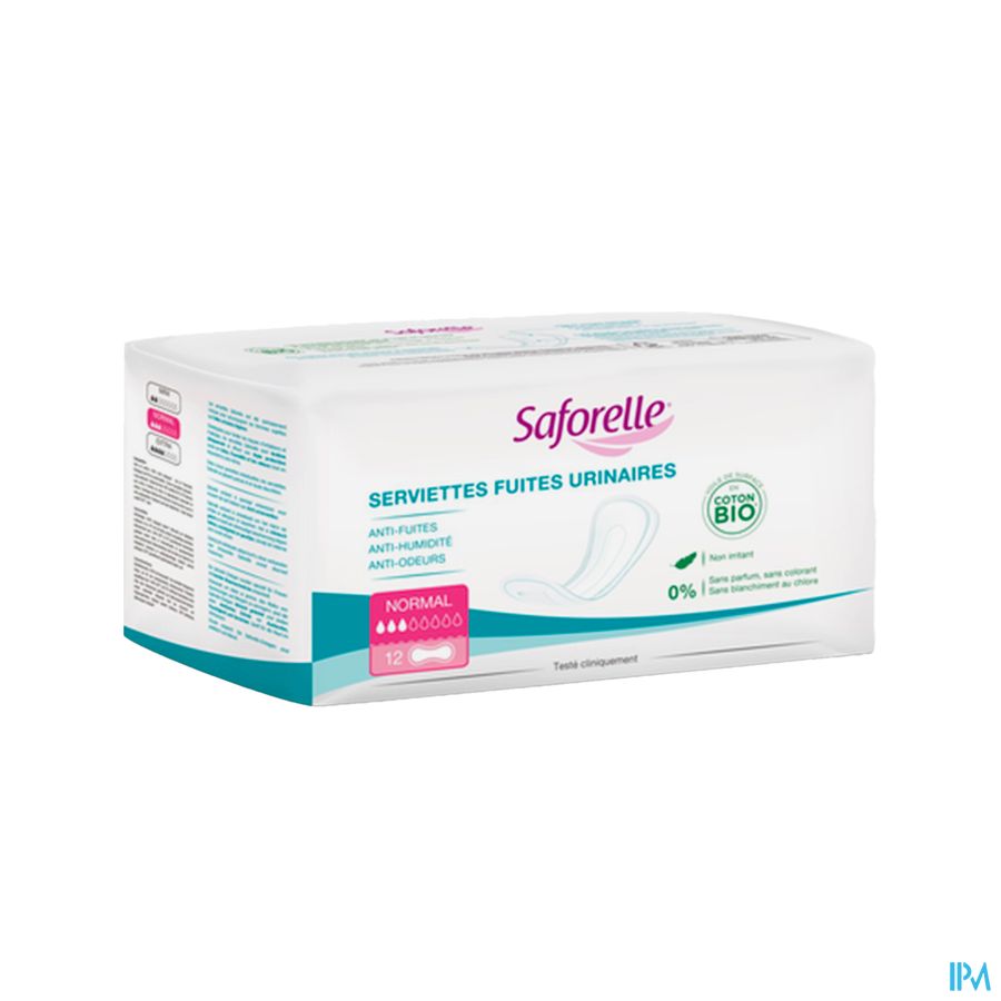 Saforelle Serviette Fuite Urinaire En Coton Bio Femme Normal Sachet 12