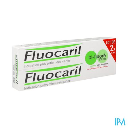 Fluocaril Bi Fluore 250mg Pate Dentifrice Menthe 75ml X2