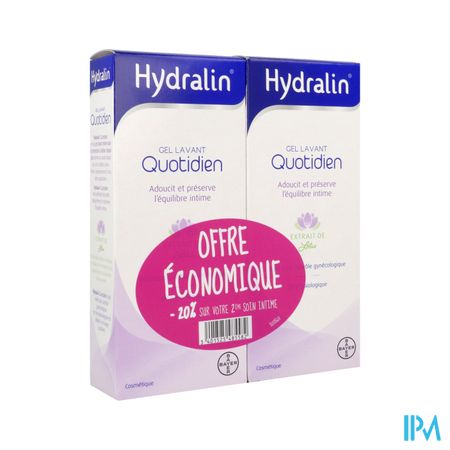 Hydralin Quotidien Gel Lavant 200ml X2 20% Offert Sur 2eme Flacon