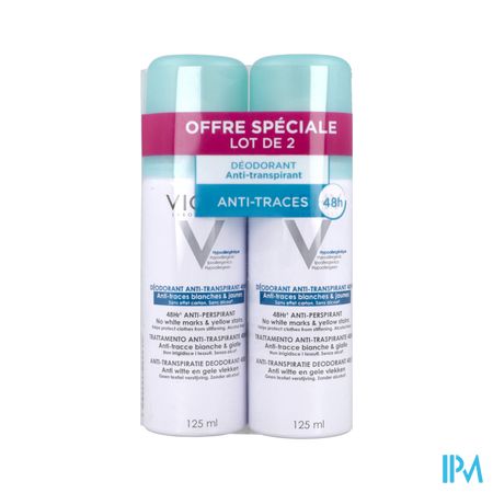 Vichy Deodorant Antitranspirant Antitrace Aerosol 125ml X2